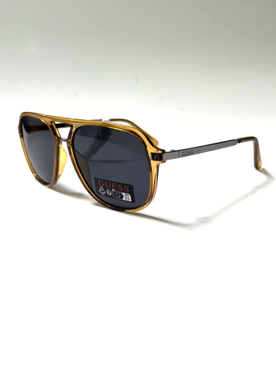 New GUESS Aviator Sunglasses GO00099 Double Bridge Acetate Amber Black Lens